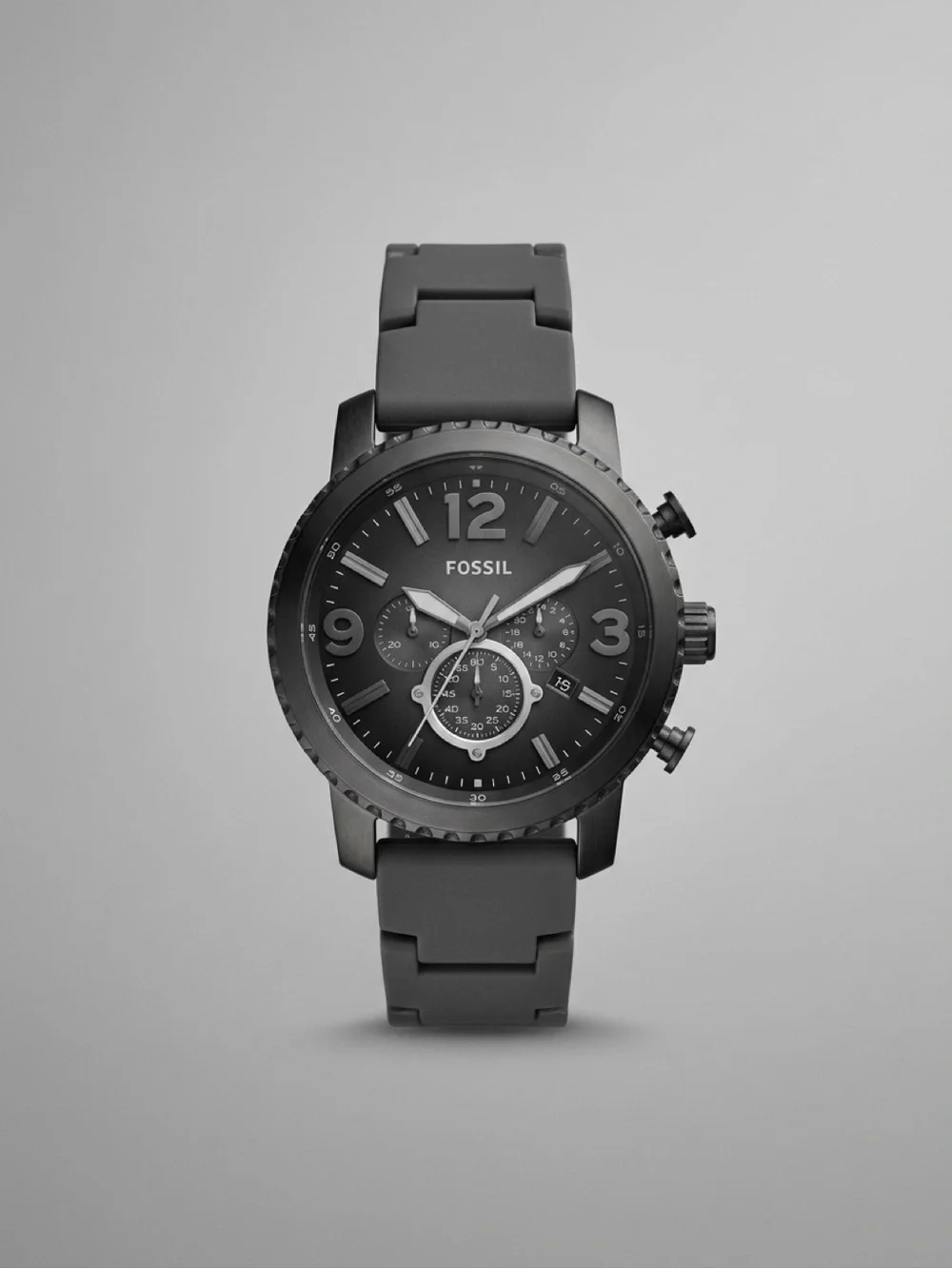 Fossil Men's Gray Silicone Strap Chronograph Watch